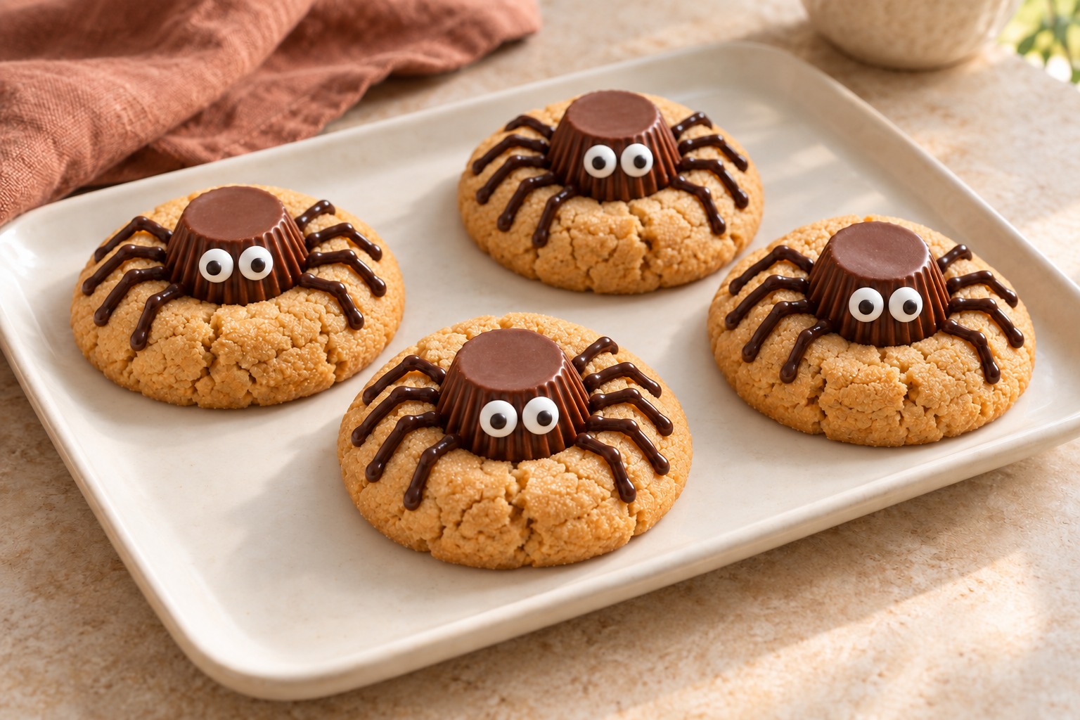 Peanut Butter Spider Cookies for Halloween